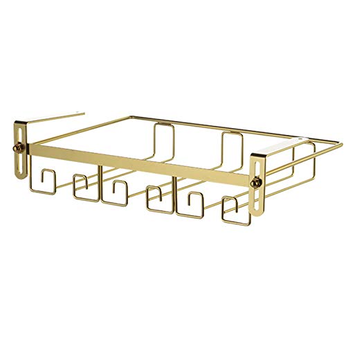 Casier à Verre à vin - sous Le Meuble Verres à vin Porte-Verre à vin Porte-Verres Cintre de Rangement en métal pour Bar Cuisine Doré Tenir jusqu'à 18 Verres à vin Cover