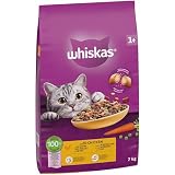 WHISKAS Trockenfutter für ausgewachsene Katzen 7kg mit Huhn