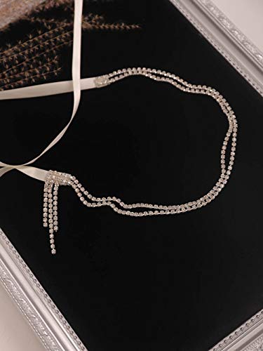 Aimimier Bridal 1920S Flapper Feather Headband With Crystal Head Chain Tassel White Feather Roaring 20S Headpiece Prom Party Festival Gatsby Hair Jewelry For Women And Girls #TOP6