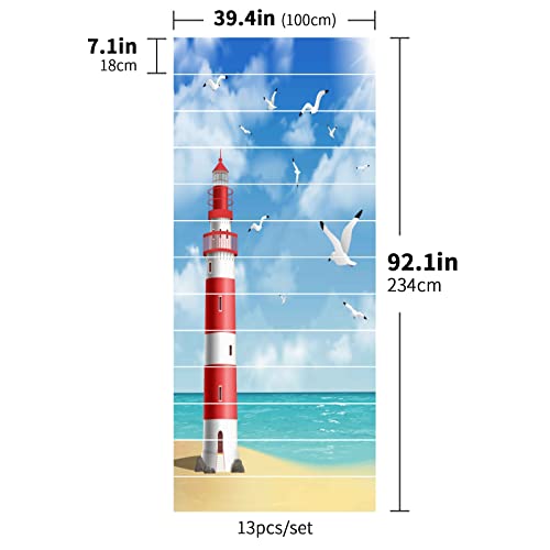 Lighthouse Beach Self Adhesive Stair Stickers Decals Peel And Stick Viny Tile Backsplash Stair Riser Refurbished Stair Treads Decals Removable Staircase Murals 7''W X 39''L-Set Of 13 #TOP4