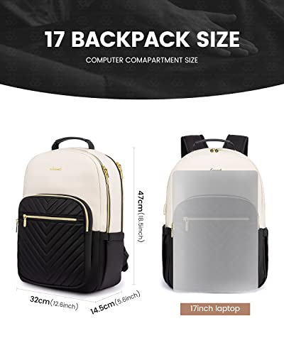 LOVEVOOK Mochila Portatil Mujer, Mochila Ordenador Portatil 17 Pulgadas, Antirrobo Impermeable Viaje Mochila, Elegante Casual Mochila para Trabajo Universidad, Beige Caqui - imagen 4