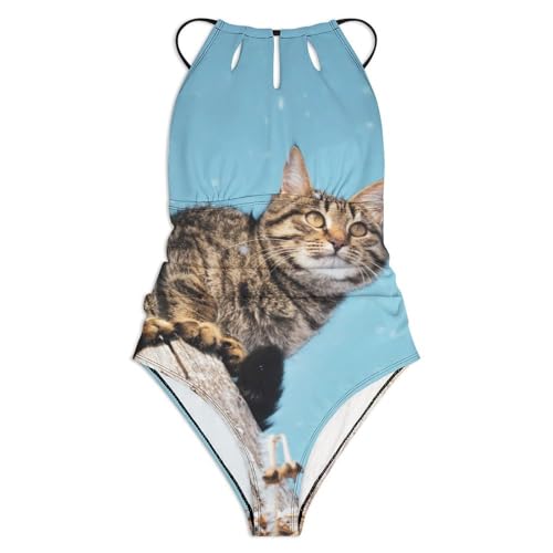 Monokini ventre plat maillots de bain une pièce Chat des Neiges confortable