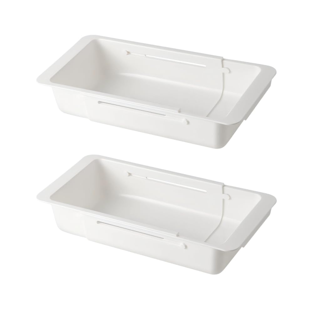 DONGKER Deep Drawer Organizer Bin, 2pcs PP Adjustable Makeup Organiser Tray Drawer Dividers for Home Office Makeup Storage Tools