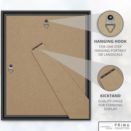 Langdon House - 8x10 Picture Frames - Black, 6 Pack - 8 x 10 Modern Plastic Slide-In Photo Frames with Buildable Molding - Table Top or Wall Mount - Non-Trace Nails Included - Prima Collection by Langdon House - Image 9