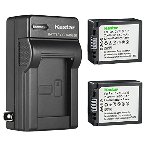 Kastar 2-Pack Battery and AC Wall Charger Replacement for Panasonic DMW-BLB13, DMW-BLB13E, DMW-BLB13GK, DMW-BLB13PP Battery, DE-A49, DE-A49A, DE-A49B, DE-A49C Charger, Lumix DMC-GF1EG DMC-GF1GH Camera