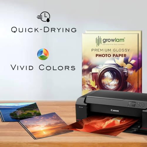 Image of Growlam Premium Glossy Photo Paper 150 GSM A4 Size, 20 Sheets (Pack of 2) | Inkjet Compatible, Perfect Image Rendering, Vivid & Sharp Colour Outputs