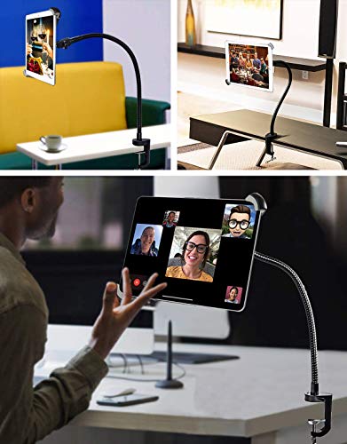 Gooseneck Large Tablet Stand, Woleyi Heavy Duty Aluminum Long Arm Desk Ipad Holder, Flexible Arm Clip Tablet Mount For Ipad Pro 9.7, 10.5, 12.9 Air, Galaxy Tabs, Surface Pro/Go, More 9.5-14.5" Tablets #TOP4