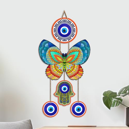 Image of Artvibes Mandala Butterfly Evil Eye Wall Hanging for Home Entrance | Lucky Charm MDF Wall Decor | Decorative Art for Living Room | Bedroom | Office & Main Door | Gift Item (WH 8586N)