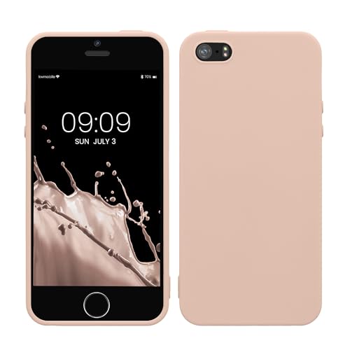 kwmobile Funda para Apple iPhone SE (1.Gen 2016) / iPhone 5 / iPhone 5S Carcasa   Ultrafina de TPU y Silicona con Bordes elevados anticaídas   Beige Rosa Claro