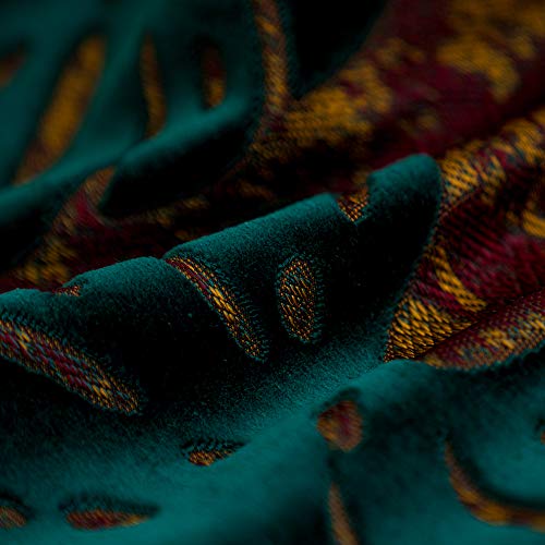 Alerfa 18 X 18 Inch Square Leaf Pillow Embroidery Cut Velvet Cushion Case Luxury Modern Lumbar Throw Pillow Cover Decorative Pillow For Couch Sofa Living Room Bedroom Car, Teal Green #TOP4