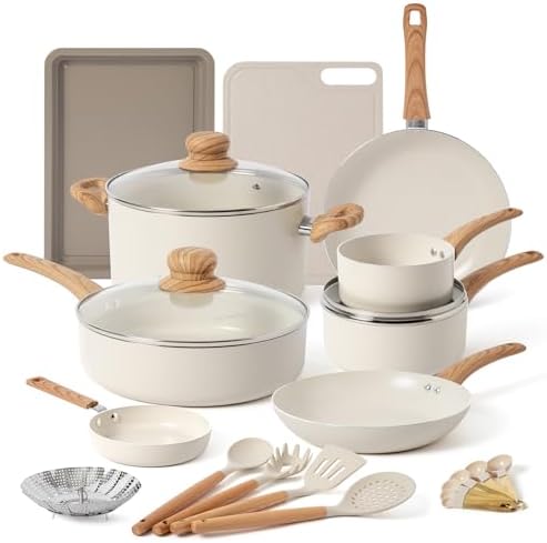 23 Pcs Pots and Pans Set Nonstick, Kitchen Cookware Sets, with Fr...