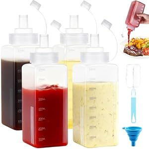 4 Stück Quetschflasche 800ml, Squeeze Flasche mit Kappen, 27oz Breiter...