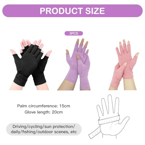 Bettinay 3 works Compression Gloves, Non-slip Fingerless Gloves Women Men for Computer Typing Dailywork, Pink - Image 2