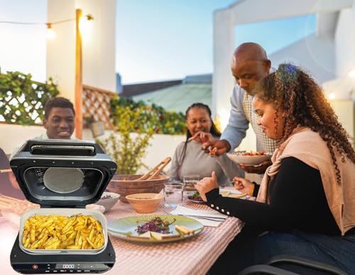 Non-Stick Griddle Pan and Roasting Rack for Ninja FG551/DG551 Smart XL 6-in-1 Indoor Grill, Upgraded Ceramic Flat Top Griddle & Stainless Steel Grill Steamer Rack for Ninja Air Fryer Accessories,White - Thumbnail 2