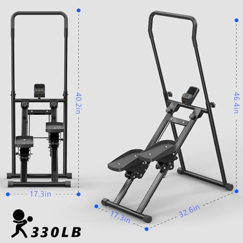 Image of 3-Level Adjustable Cardio Stair Stepper for Home, Folding Vertical Stair Stepper with Non-Slip Pedals & LCD Monitor, Portable Stair Stepper with Resistance & Handlebar, Supports 350 LBS, Unisex