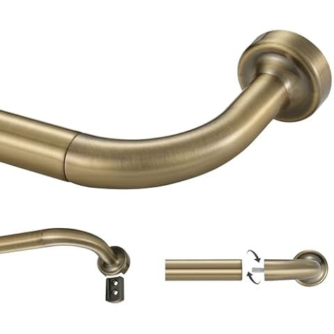 Lwiiom Antique Bronze Curtain Rod for Windows 28-86",Internal Splicing 1 Inch Diameter Disc Curtain Rod,Adjustable Room Darkening Curtain Rod with Aluminum Finials and Brackets,Wrap Around Design Cover
