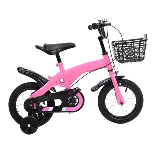 Chrees Bicicleta para Niños con Manillar de Agarre Suave y Ajustable, Bicicleta para Niños de 3 a 10 Años, Color Rosa (14 Pulgadas)