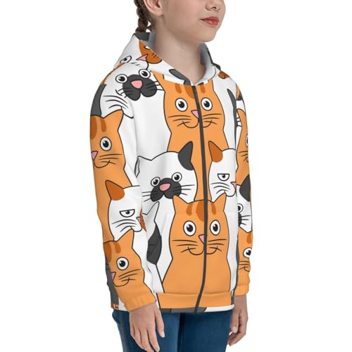 Funny Cats Kids Pullover Hoodies Boys Zip Up Sweatshirts Girls Athletic Clothes with Pocket4