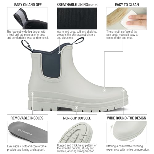 HISEA Women's Chelsea Rubber Rain Boots Ankle Rain Boots Waterproof Women Neoprene Short Garden Boots HISEA Women's Chelsea Rubber Rain Boots Ankle Rain Boots Waterproof Women Neoprene Short Garden Boots - Image 4