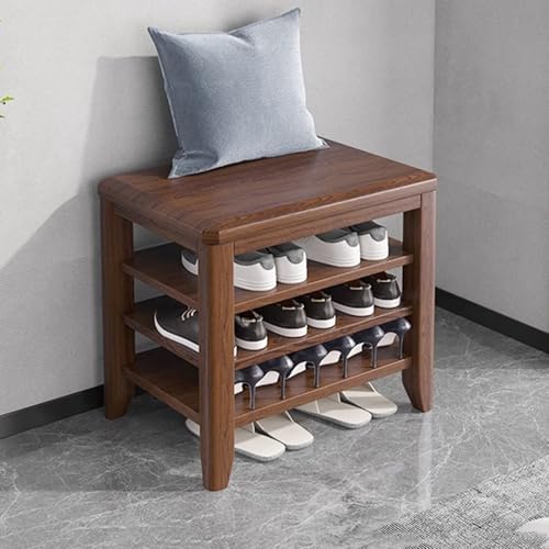 Banc à chaussures avec étagère réglable amovible en bois