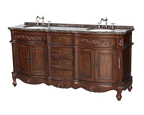 Chinese Arts, Inc 72-Inch Antique Style Double Sink Bathroom Vanity