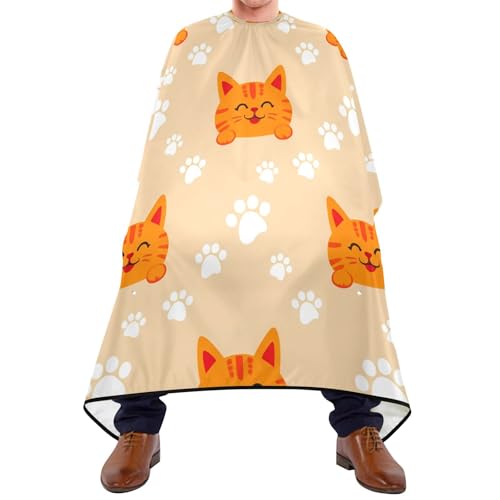 Capa para Corte de Pelo Qilmy con Gatos Naranja, Impermeable
