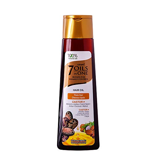 Emami 7 Oils in One – 100% Natural Oils – Perfect Blend of 7 Unique Oils for Damage Control – Hair Oil – Thick Hair – Castor Oil – Strengthens, Thickens, Revitalizes, and Nourishes Hair – 300ml