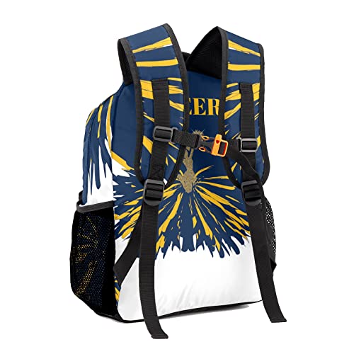 Cheerleader Navy Blue Gold Backpack Personalized Waterproof Casual Daypack Gift for Holiday Birthday2