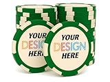 Custom Double-Sided UV Printed Poker Chips with Logo or Photo for Parties, Weddings, Trade Shows, Promotions, 5-100 Pack (Green)
