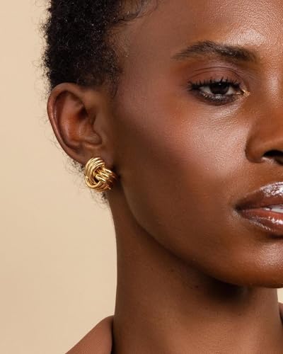 Gold Earrings for Women Trendy 14K Gold Stud Earrings Dainty Huggie Earrings Simple Blod Earrings Gold Hoop Earrings Hypoallergenic Earring for Women Gifts3