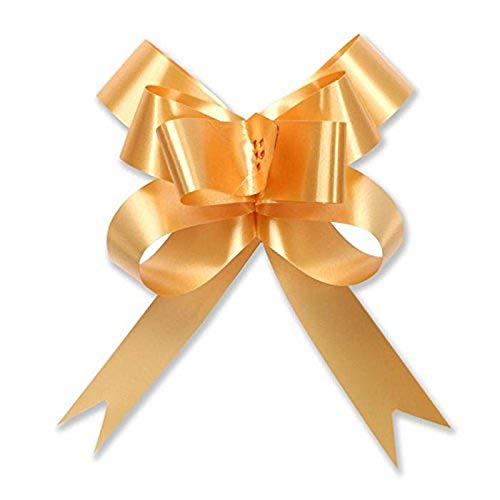 Berwick Offray Butterfly Ribbon Pull Bow, 2'' Diameter with 8 Loops, Gold 100 Pieces