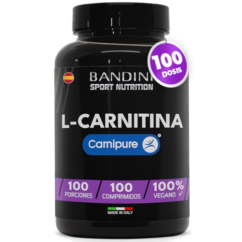 Bandini® L-CARNITINA con Premium Carnipure® - Aumento de Energía y resistencia – Mejora del rendimiento y la recuperación - 100 Tabletas de 1000mg - Suplemento Deportivo a base de L Carnitine Tartrato