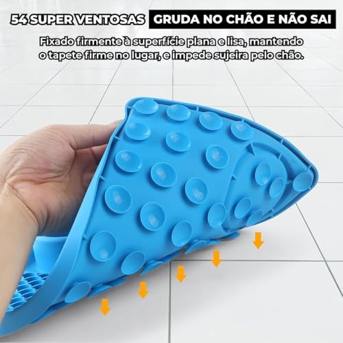 Tapete de Lamber Comedouro Lento, Texturizado Educador para Cães e Gatos Com Ventosa Quadrado para A
