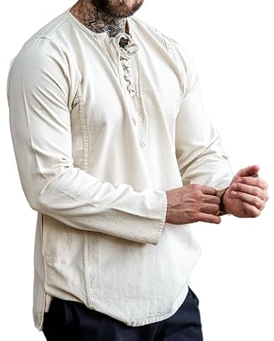 Leonardo Carbone® Miękka koszula Felix - średniowieczna odzież, średniowieczna koszula męska, odzież LARP, strój festiwalowy, kostium męski, kostium na karnawał, koszule rekreacyjne z długim rękawem -