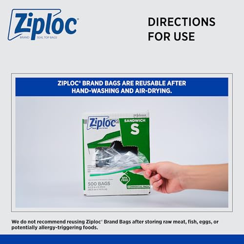 SC Johnson Professional Ziploc Brand Sandwich Bags, Food Storage Ziploc Brand Bags, Easy Open Tabs, Commercial Pack, 500 Count Box, for Professional Use Only by SC Johnson Professional - Image 7