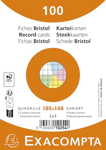 Fichas Bristol cuadriculadas Exacompta sin perforaciones para evitar atascos de impresión