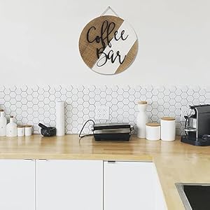 Rustic 12'' Coffee Bar Decor - Round-Modern Wooden Farmhouse Wall Sign - 3D word cutout Effect - Coffee Lover Gift -Ideal for Coffee Bar and Coffee Nook-Easy to Install (brown) Rustic 12 Coffee Bar Decor Round Modern Wooden Farmhouse Wall Sign 3D word cutout Effect Coffee Lover Gift Ideal for Coffee Bar and Coffee Nook Easy to Install brown