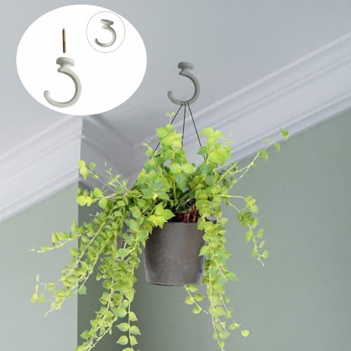 Image of Large Swag Ceiling Hooks 2''Heavy Duty Swag Hook with Hardware for Hanging Plants Ceiling Installation Cavity Wall Fixing (2 Sets White)
