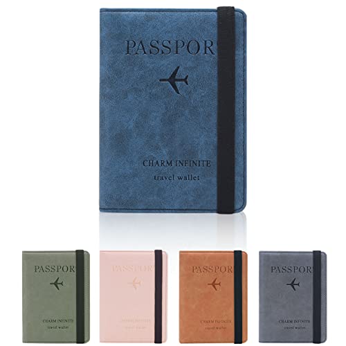 Funda para Pasaporte con Correa elástica, Organizador de Documentos de Cuero PU con Bloqueo RFID, Billetera de Viaje para Mujer, para Tarjetas de crédito, Tarjetas de embarque Cover
