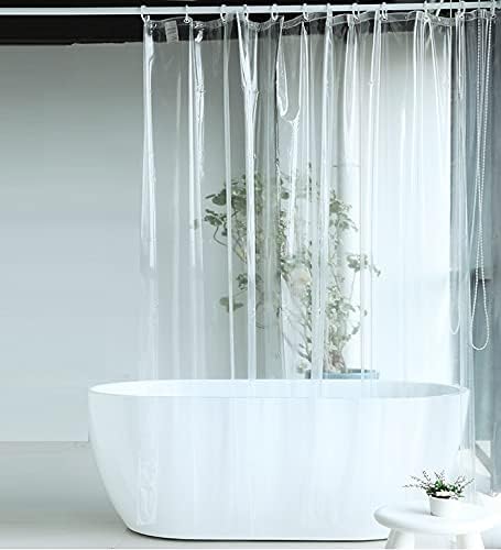 Clear Shower Curtain Liner, 180 x 180 cm PEVA Waterproof Bathroom Plastic Shower Curtain with Metal Grommets and Plastic Hooks, 71 x 71 Inches