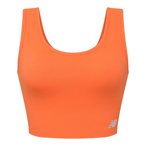 New Balance Womens Seamless Longline Bra, Wire Free, Bold Citrus,