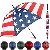 LLanxiry Automatic Open Golf Umbrella 54/62/68/72 Inch, Extra Large Windproof Vented Double Canopy Stick Umbrella, 210T Pongee Waterproof SPF 50+, Fiberglass Ribs Steel Shaft, EVA Grip for Golf & Commute