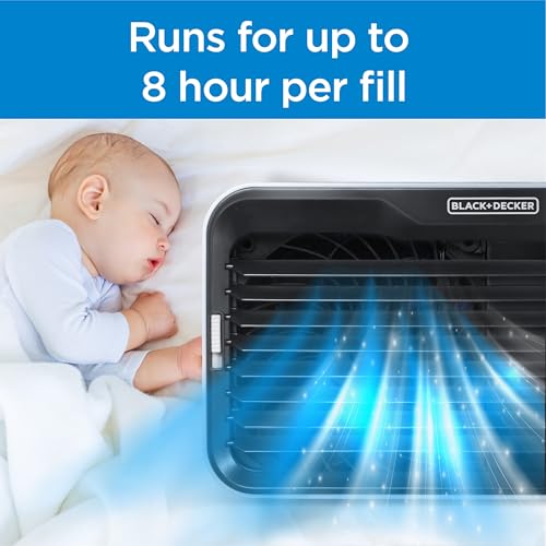 Image of BLACK+DECKER Desktop Air Cooler, 0.5L Water Tank, BDMC10B, Black | Cool and humidifies with 3-Speeds, Evaporative Air Cooler with 0.5L Water Tank, Air Cooler Fan for Desk, Home and Office