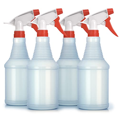 Botellas de plástico con pulverizadores, botellas vacías de 32 onzas para soluciones de limpieza, riego de plantas, entrenamiento de animales y más, sin obstrucciones y fugas, botellas de spray