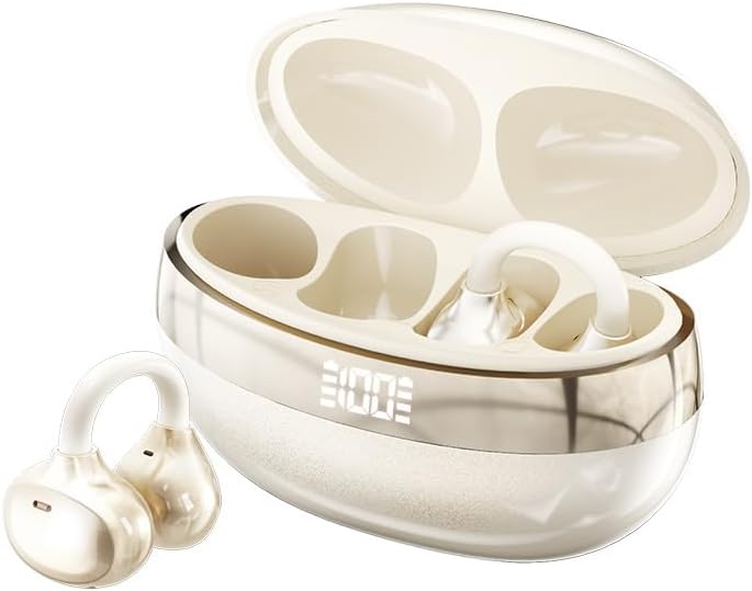 AI Translator Earbuds with 144 Languages Real-Time Translation | Bluetooth Headphones 6.0 Open-Ear Clip Design | AI Translator Headphones for Travel & Business