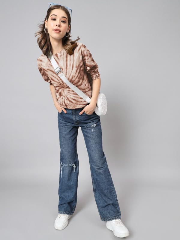 Image of THE DRY STATE Women's Multicolour tie dye Full Sleeves t-Shirt