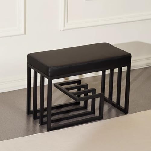 Banc à chaussures multifonctionnel en cuir avec assise premium de couloir