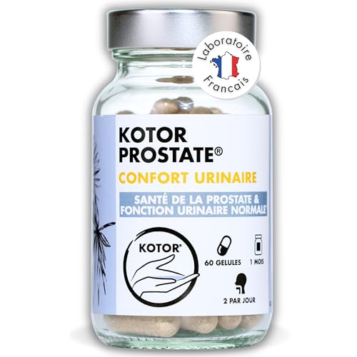 KOTOR PROSTATE | Troubles Urinaires, HBP, Envie Fréquente d’Uriner | Complexe Naturel & Français | Ortie Piquante + Palmier Nain + Prunier d’Afrique | 60 Gélules | 1 Mois