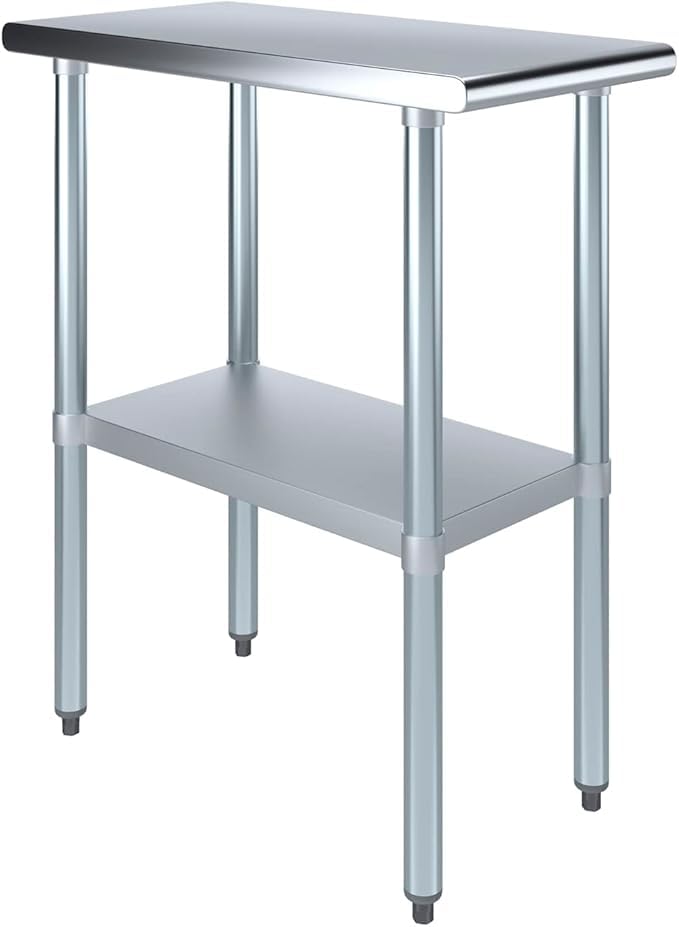 Express KitchQuip NSF Certified Heavy Duty Stainless Steel Prep Table for Home & Commercial Use with Galvanized Shelf, Legs, & Optional Wheels