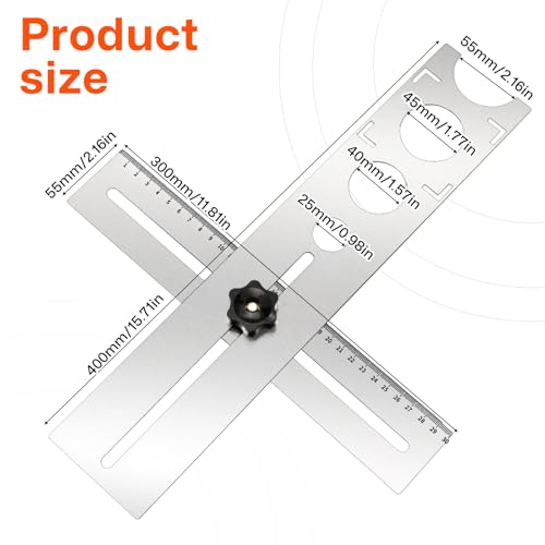 Fliesen Winkel Messlineal, 40 cm Fliesen Lochsucher Messlineal Edelstahl Einstellbar Locator Lineal für Tischler Fliesenleger